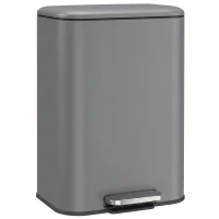 HOMCOM 30 L Mülleimer, schmaler Metall-Abfalleimer mit Kunststoff-Inneneimer, Soft-Close-Deckel und Fußpedal, Dunkelgrau(m-1)