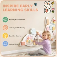 AIYAPLAY Easter Bunny Busy Board Panels, Montessori Wall-Mounted Toddler Learning Activity Centre for Living Room Kids Room White(m-5)