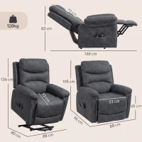 HOMCOM Riser Recliner Chair with Massage and Heat, Electric Lift Recliner Armchair for Elderly with Spring Cushion, Grey(m-3)