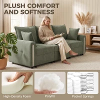 HOMCOM 3 Seater Sofa with Lift-Up Storage, 228cm Comfy Velvet Couch with Wide Deep Seat, Dark Green(m-4)