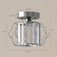 HOMCOM Crystal Ceiling Light Fixtures, Modern Semi-Flush Ceiling Lighting with Crystal Strips, 2 Pack, Silver Tone(m-3)