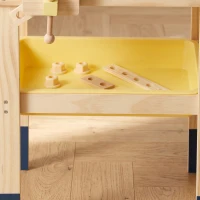 AIYAPLAY Établi en Bois pour Enfants avec 28 Accessoires, Boîte de Rangement, Établi d'Imitation dès 3 à 8 Ans, Naturel(m-11)