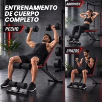 SPORTNOW Banco de Musculación Plegable con Respaldo Ajustable 7 Niveles Extensión de Pierna Bandas para Casa Gimnasio Negro(m-4)