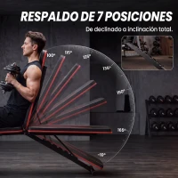 SPORTNOW Banco de Musculación Plegable con Respaldo Ajustable 7 Niveles Extensión de Pierna Bandas para Casa Gimnasio Negro(m-5)
