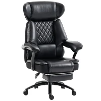 HOMCOM Scaun de Birou pentru Persoane Mari, Scaun de Conducere Ergonomic din PU 225 Kg, Tetieră Reglabilă, Negru(m-9)