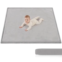 AIYAPLAY Mata do raczkowania 3 cm gruba mata do zabawy dla niemowląt z miękkim flanelem 127 x 127 cm antypoślizgowa wodoodporna Jasnoszary(m-12)