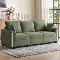 HOMCOM 3 Seater Sofa with Lift-Up Storage, 228cm Comfy Velvet Couch with Wide Deep Seat, Dark Green(m-2)