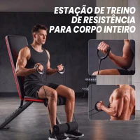 SPORTNOW Banco de Musculação Dobrável com Encosto Ajustável em 7 Níveis, Extensão de Pernas e Bandas, Preto(m-7)
