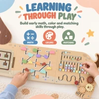 AIYAPLAY Montessori Inspired Busy Board, Wooden Dachshund Sensory Wall Panel for kids Touch, Feel & Learn, Classroom, Playroom(m-5)