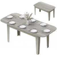 HOMCOM Mesa de Comedor Oval Extensible 140-180 cm Efecto Madera Gris(m-7)