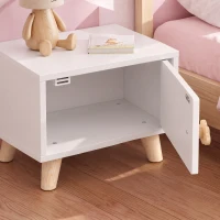 AIYAPLAY Kinder-Nachttisch aus Holz mit Staufach, Beistelltisch für Schlaf- und Wohnzimmer, Weiß(m-9)