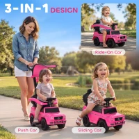 HOMCOM 3 in 1 Kids Children Ride on Push Car Toddler Sliding Car G350 Licensed Walker Foot to Floor Slider Push-Along with Horn Steering Wheel NO POWER Manual, Pink(m-5)