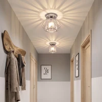 HOMCOM Crystal Ceiling Light Fixtures, Modern Semi-Flush Ceiling Lighting with Crystal Strips, 2 Pack, Silver Tone(m-8)