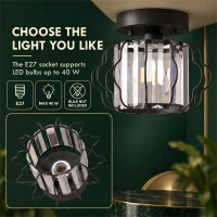 HOMCOM Crystal Ceiling Light Fixtures, Modern Semi-Flush Ceiling Lighting with Crystal Strips, 2 Pack, Black(m-7)