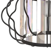 HOMCOM Crystal Ceiling Light Fixtures, Modern Semi-Flush Ceiling Lighting with Crystal Strips, 2 Pack, Black(m-12)