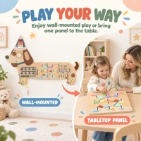 AIYAPLAY Montessori Inspired Busy Board, Wooden Dachshund Sensory Wall Panel for kids Touch, Feel & Learn, Classroom, Playroom(m-7)