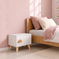 AIYAPLAY Kinder-Nachttisch aus Holz mit Staufach, Beistelltisch für Schlaf- und Wohnzimmer, Weiß(m-8)
