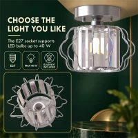 HOMCOM Crystal Ceiling Light Fixtures, Modern Semi-Flush Ceiling Lighting with Crystal Strips, 2 Pack, Silver Tone(m-7)
