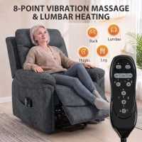 HOMCOM Power Lift Recliner Chair with Vibration Massage, Heat, USB - Grey(m-5)