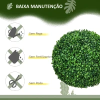 HOMCOM Jogo de 2 Bolas Topiárias Artificiais de Buxo Ø40 cm com Proteção UV para Interior e Exterior Verde(m-6)