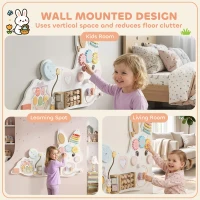 AIYAPLAY Easter Bunny Busy Board Panels, Montessori Wall-Mounted Toddler Learning Activity Centre for Living Room Kids Room White(m-6)