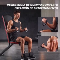 SPORTNOW Banco de Musculación Plegable con Respaldo Ajustable 7 Niveles Extensión de Pierna Bandas para Casa Gimnasio Negro(m-7)