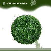 HOMCOM Jogo de 2 Bolas Topiárias Artificiais de Buxo Ø40 cm com Proteção UV para Interior e Exterior Verde(m-4)