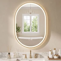 HOMCOM Oglindă de baie cu LED și boxă Bluetooth anti-aburire 100x70 cm 3 culori reglabile reglaj luminozitate(m-2)