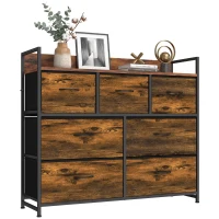 HOMCOM Commode 7 Tiroirs en Tissu Pliables, Commode Chambre Adulte avec Plateau Supérieur et Cadre en Acier, Brun Rustique(m-16)