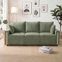 HOMCOM 3 Seater Sofa with Lift-Up Storage, 228cm Comfy Velvet Couch with Wide Deep Seat, Dark Green(m-14)