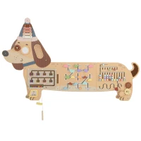 AIYAPLAY Montessori Inspired Busy Board, Wooden Dachshund Sensory Wall Panel for kids Touch, Feel & Learn, Classroom, Playroom(m-1)
