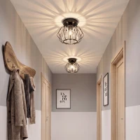 HOMCOM Crystal Ceiling Light Fixtures, Modern Semi-Flush Ceiling Lighting with Crystal Strips, 2 Pack, Black(m-8)