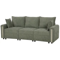 HOMCOM 3 Seater Sofa with Lift-Up Storage, 228cm Comfy Velvet Couch with Wide Deep Seat, Dark Green(m-1)