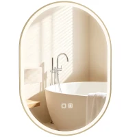 HOMCOM Oglindă de baie cu LED și boxă Bluetooth anti-aburire 100x70 cm 3 culori reglabile reglaj luminozitate(m-7)