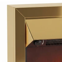 HOMCOM Electric Fireplace Stove Freestanding/Inset, 2000W, Electric Fire with LED Flame, Pebbles, Adjustable Thermostat, Gold(m-10)