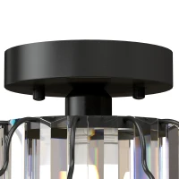 HOMCOM Crystal Ceiling Light Fixtures, Modern Semi-Flush Ceiling Lighting with Crystal Strips, 2 Pack, Black(m-13)