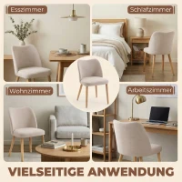 HOMCOM Esszimmerstühle 2er-Set, gepolsterte Küchenstühle mit Leinenoptik, für Esstisch, Wohnzimmer, Cremeweiß(m-8)