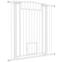 PawHut Barrera de Seguridad para Perros Extensible 76-104x106 cm, Apertura con Una Mano, Blanco(m-6)