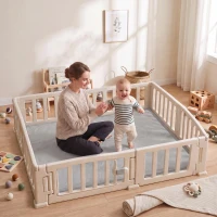 AIYAPLAY Tapete Infantil 127x127 cm, Espuma 3 cm, Flanela Suave, Antiderrapante, Resistente à Água, Cinzento-Claro(m-2)
