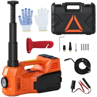 HOMCOM Kit de Gato Hidráulico Eléctrico 5T 12V 14,3-45 cm Luz LED Bomba Aire Llave Hexagonal Martillo Maletín Naranja(m-11)
