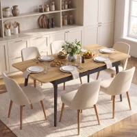 HOMCOM Masă extensibilă 130-160 cm, masă de bucătărie cu colţuri rotunjite, stejar(m-6)
