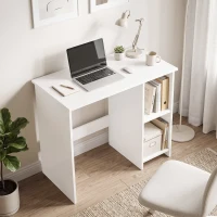 HOMCOM Scrivania per Computer con 2 Ripiani Aperti, 80 cm, Bianco(m-2)
