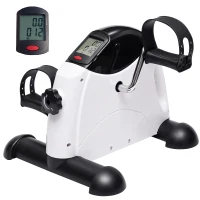 HOMCOM Mini Cyclette Portatile con Schermo LCD e Resistenza Regolabile, 40x39x29 cm, Bianco(m-1)