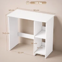 HOMCOM Scrivania per Computer con 2 Ripiani Aperti, 80 cm, Bianco(m-3)