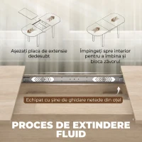 HOMCOM Masă living ovală pentru dining extensibilă, potrivită pentru 4 - 8 persoane, din PAL, 140-180 cm, stejar(m-5)