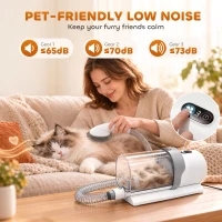 PawHut Dog Grooming Kit with 10Kpa Vacuum, 2.5L Dog Vacuum Groomer & Clipper, 5 in 1 Pet Grooming Kit, Low Noise 65dB(m-6)