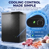 HOMCOM 91L Freestanding Chest Freezer with Removable Storage Basket, Chest Freezer with Mechanical Temperature Control, Black(m-5)
