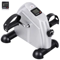 HOMCOM Mini Cyclette Portatile per Gambe e Braccia, Pedaliera per Riabilitazione con Display LCD, Argento(m-20)