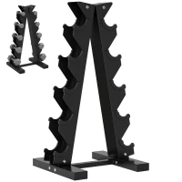 SPORTNOW Support d'haltères à 5 niveaux stockage d'haltères en acier pour musculation Charge 100 kg 35x33x66 cm Noir(m-11)
