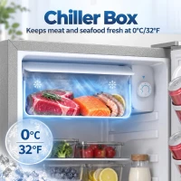 HOMCOM 73 L Mini Fridge with Chiller Box, Single Door Compact Refrigerator, Adjustable Thermostat, Reversible Door, Grey(m-4)